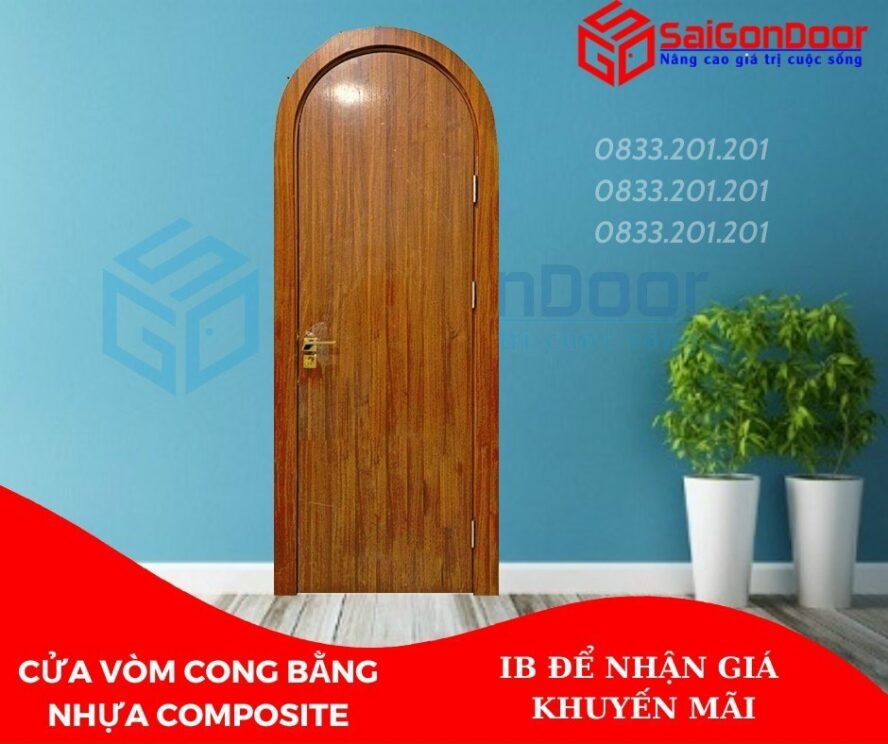 Cửa vòm cong Composite phủ vân gỗ
