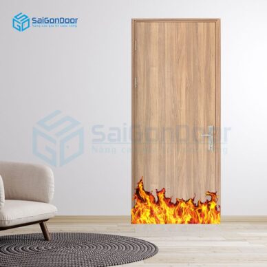 Cửa gỗ chống cháy văn phòng sang trọng MDF Melamine P1