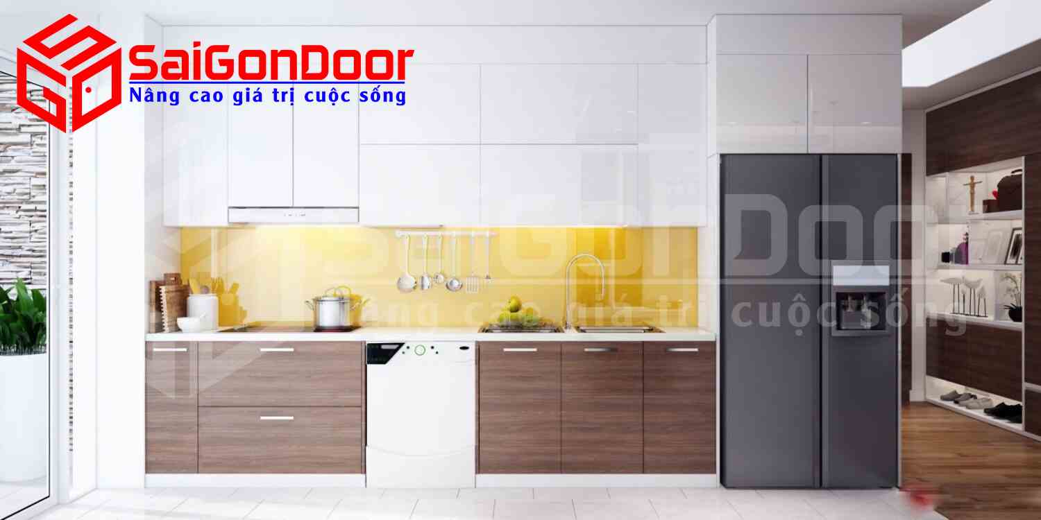 Tủ bếp được làm từ gỗ công nghiệp