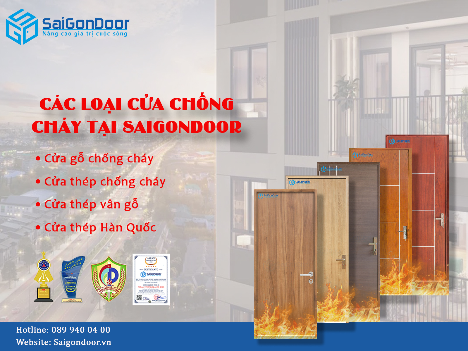 Các loại cửa chống cháy tại SaiGonDoor
