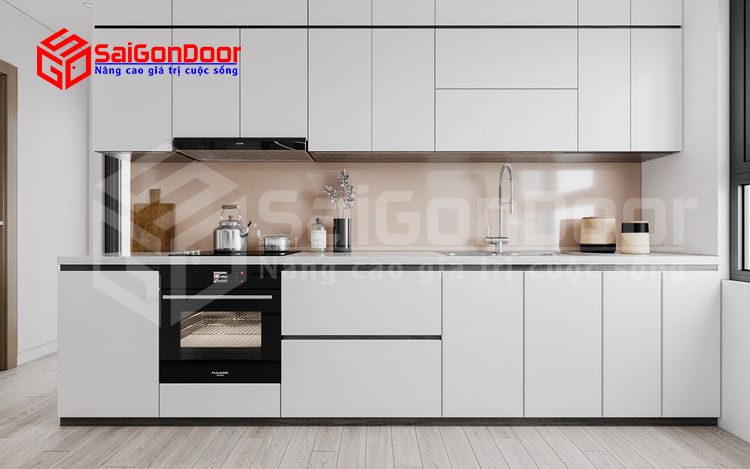 Nội thất bếp sử dụng gỗ công nghiệp mang lại an toàn cho người sử dụng với nguồn gốc nguyên liệu an toàn