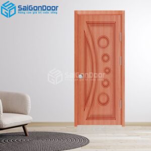 Cửa Gỗ Công Nghiệp SGD 1K Xoan Đào 1-HDFV-SGD