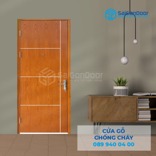 Cửa Gỗ Chống Cháy MDF Veneer P1R5 Xoan Đào-SGD