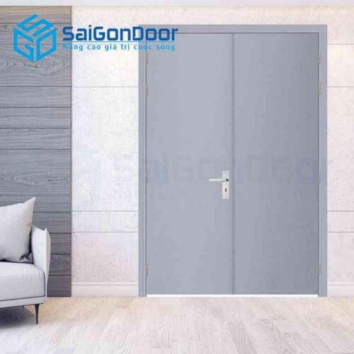 Cửa Gỗ Chống Cháy 2P son xam trang