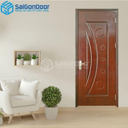 Cửa Gỗ HDF Veneer 1K Căm Xe 2-HDFV-SGD