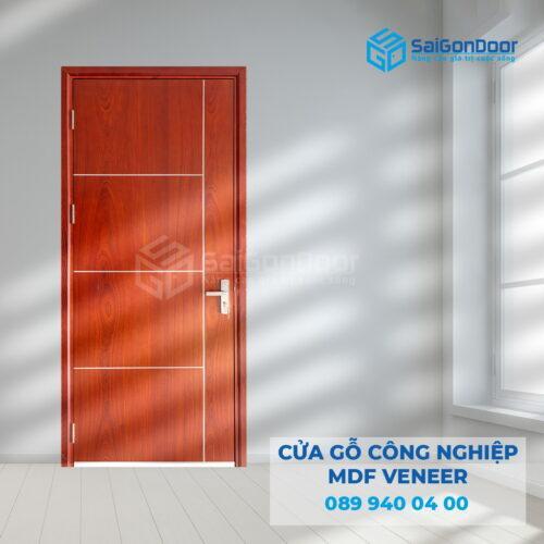 Cửa Gỗ MDF Veneer P1R4b Xoan Đào 3-SGD