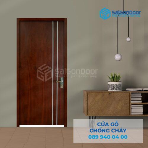 Cửa Gỗ Chống Cháy MDF Veneer P1R2 Căm Xe-SGD