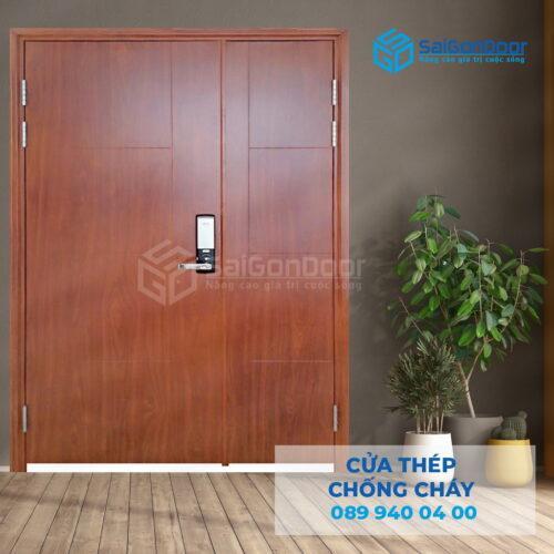 Cửa Thép Chống Cháy 2P van Gỗ-SGD