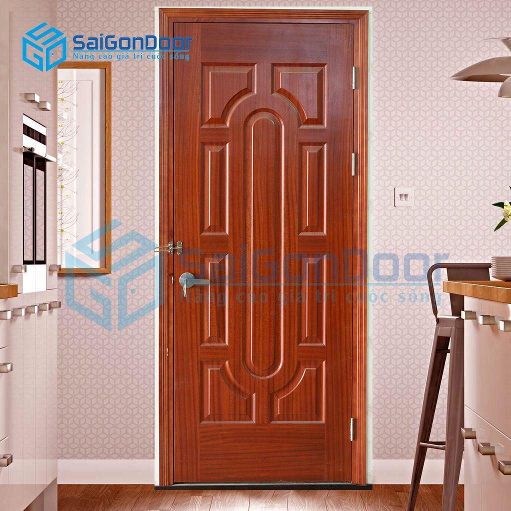 Cửa gỗ công nghiệp HDF Veneer dùng cho căn hộ cao cấp HDF.V019-SAPELE