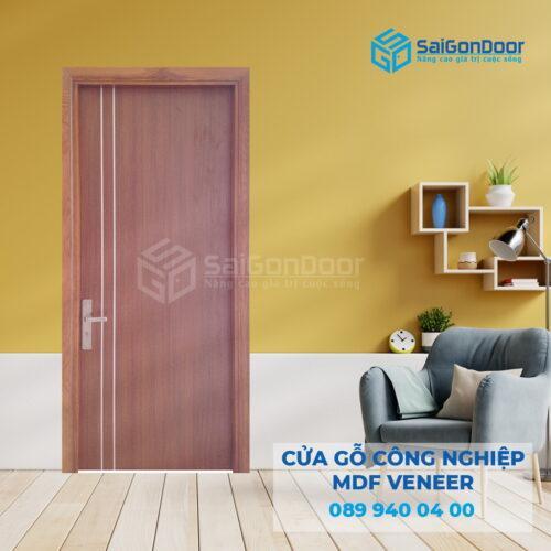 Cửa Gỗ MDF Veneer P1R2 Xoan Đào 2-SGD