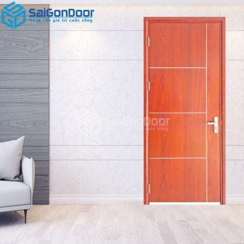Cửa Gỗ MDF Veneer P1R4b Xoan Đào 2-MDFV-SGD