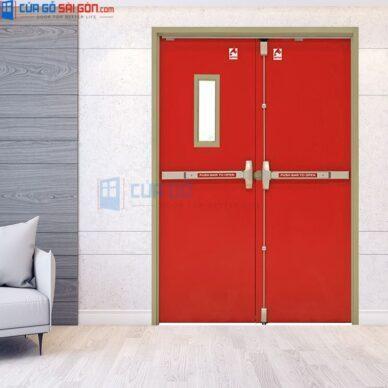 Cửa thép chống cháy 2P1G1 kèm thanh thoát hiểm đôi