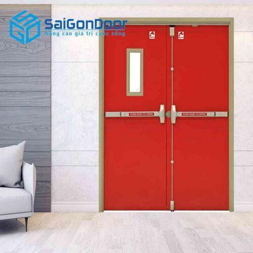 Cửa Thép Chống Cháy 2P1G1 thanh thoat hiem doi
