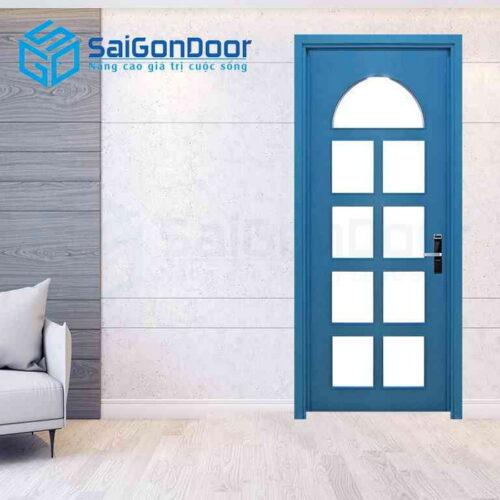 Cửa Gỗ MDF Veneer P1G9 xanh da troi 2