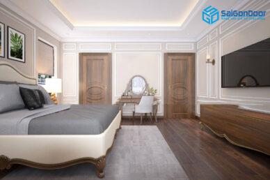 Cửa gỗ tự nhiên phòng ngủ tân cổ điển