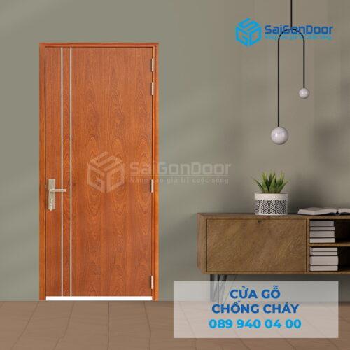 Cửa Gỗ Chống Cháy MDF Veneer P1R2 Xoan Đào-SGD