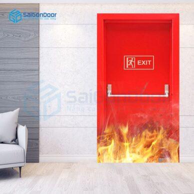 Cửa thép chống cháy gắn thanh thoát hiểm phòng đọc sách