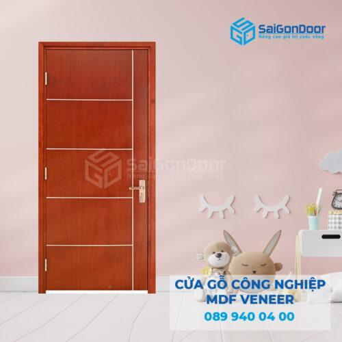 Cửa Gỗ MDF Veneer P1R5 Xoan Đào 3-SGD