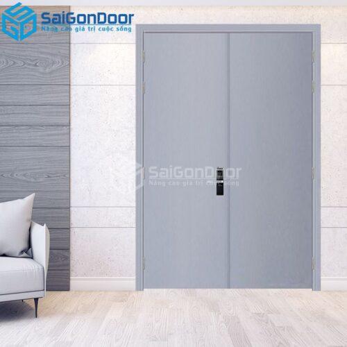 Cửa Gỗ Chống Cháy 2P Sơn Xám-a-SGD