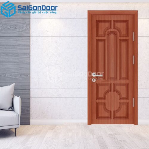 Cửa Gỗ Công Nghiệp 018 teak 1-HDFV-SGD