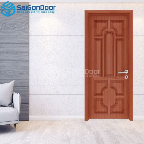 Cửa Gỗ Công Nghiệp 018 teak 2-HDFV-SGD