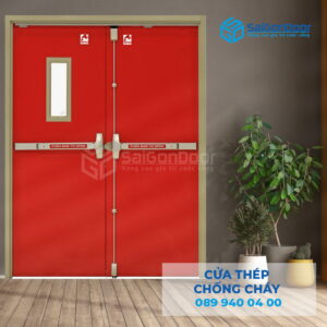 Cửa Thép Chống Cháy 2P1G1 thanh thoat hiem doi-SGD
