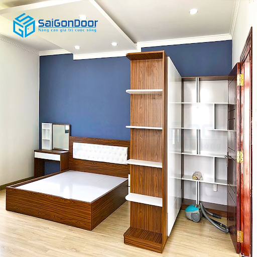 Mẫu tủ quần áo vách ngăn được thi công bởi SaiGonDoor Mẫu tủ quần áo vách ngăn được thi công bởi SaiGonDoor
