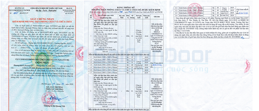 Giấy kiểm định cửa gỗ ngăn cháy theo tiêu chuẩn PCCC