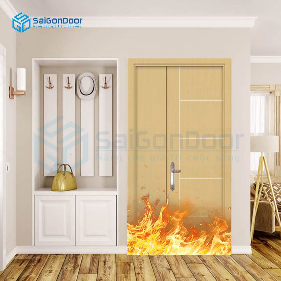 Cửa gỗ phòng ngủ cách âm mẹ bồng con SGD GCC-P2R5