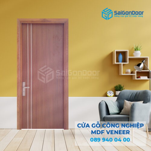 Cửa Gỗ MDF Veneer P1R2 Xoan Đào 2-SGD