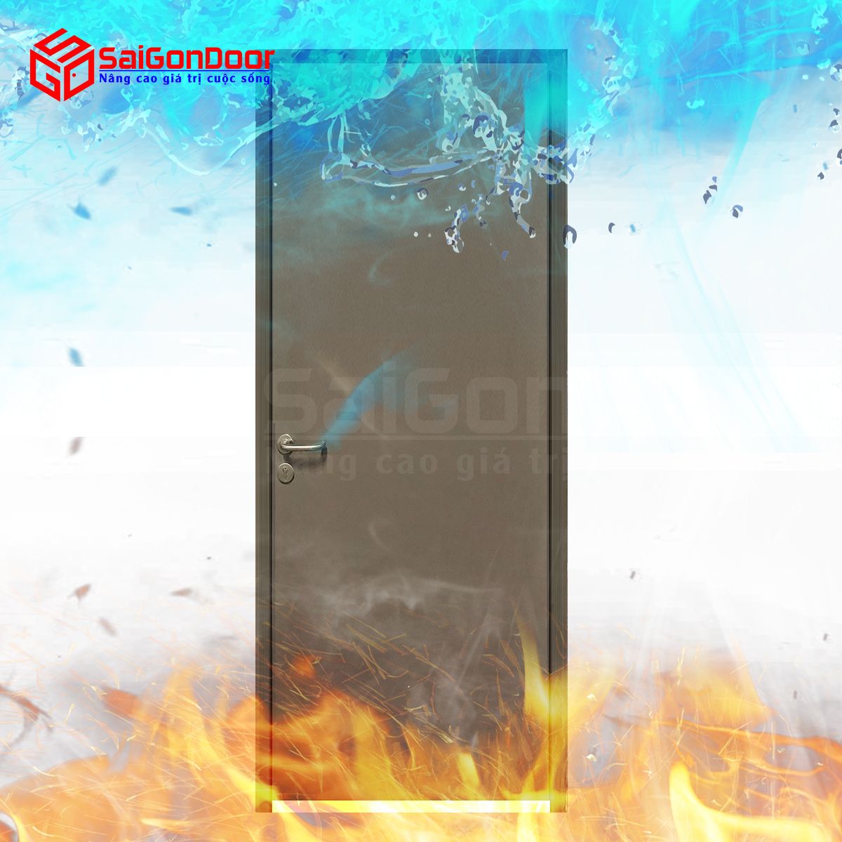 Cửa chống cháy với vân gỗ thích hợp dùng cho các căn hộ gia đình