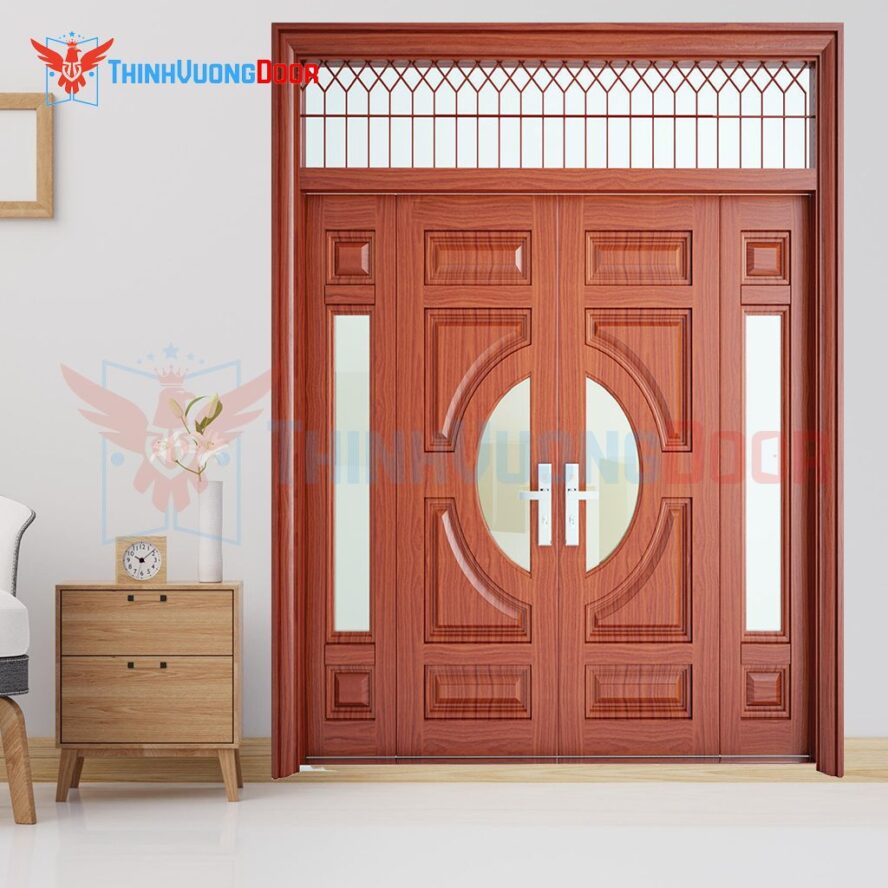 Cửa Thép Vân Gỗ Kính Chống Cháy 4H4K V2 Cửa Thép Vân Gỗ Kính Chống Cháy 4H4K V2