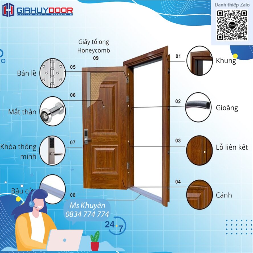 cấu tạo cửa thép vân gỗ