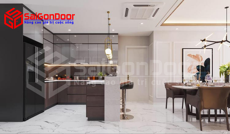 Mẫu tủ bếp gỗ công nghiệp MDF đẹp và hiện đại