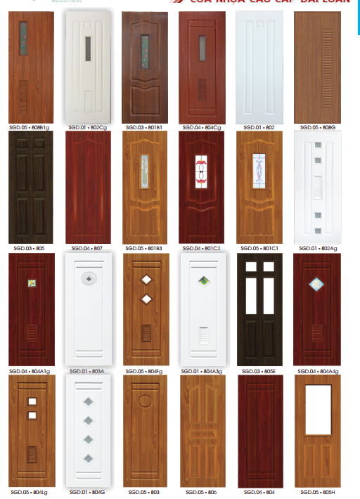 Catalogue cửa nhựa Đài Loan đúc