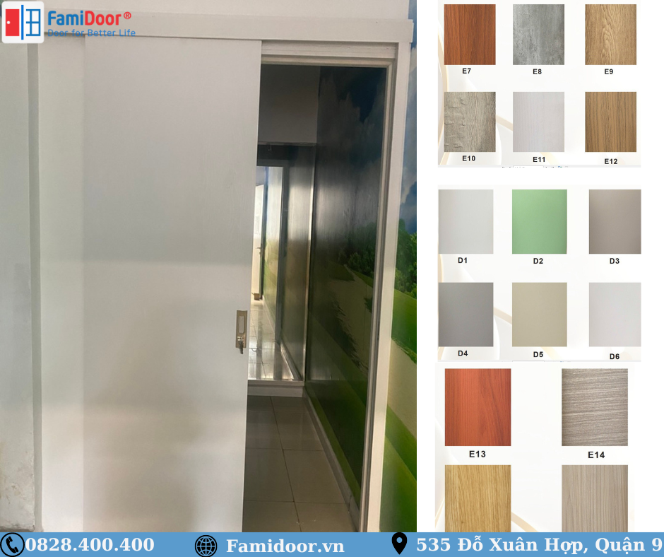 Mẫu và màu cửa lùa nhựa composite