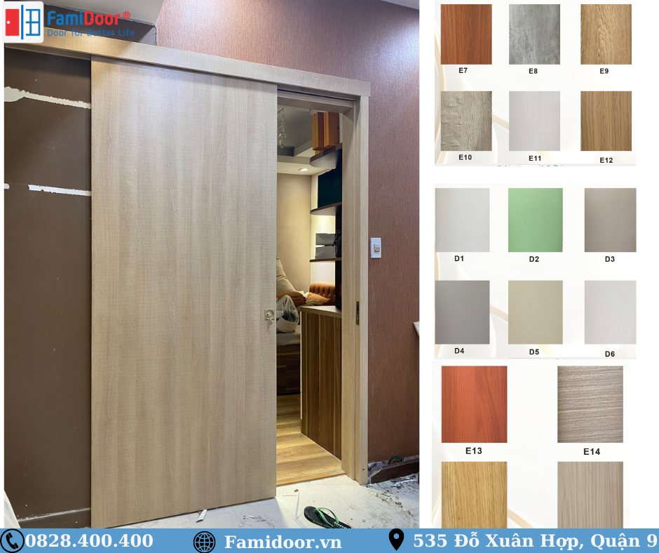 Cửa lùa vân gỗ