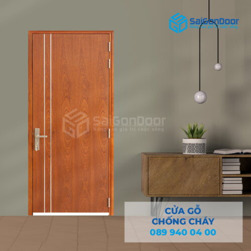 Cửa Gỗ Chống Cháy MDF Veneer P1R2 Xoan Đào-SGD