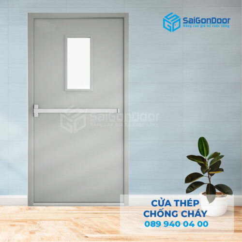 Cửa Thép Chống Cháy 1 canh o kinh thanh thoat hiem-SGD
