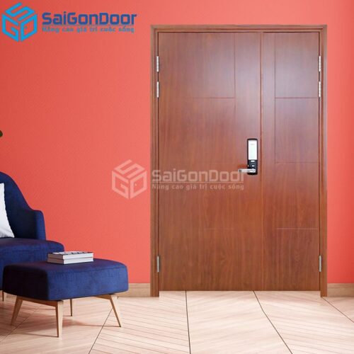 Cửa Thép Chống Cháy 2P van Gỗ-a-SGD