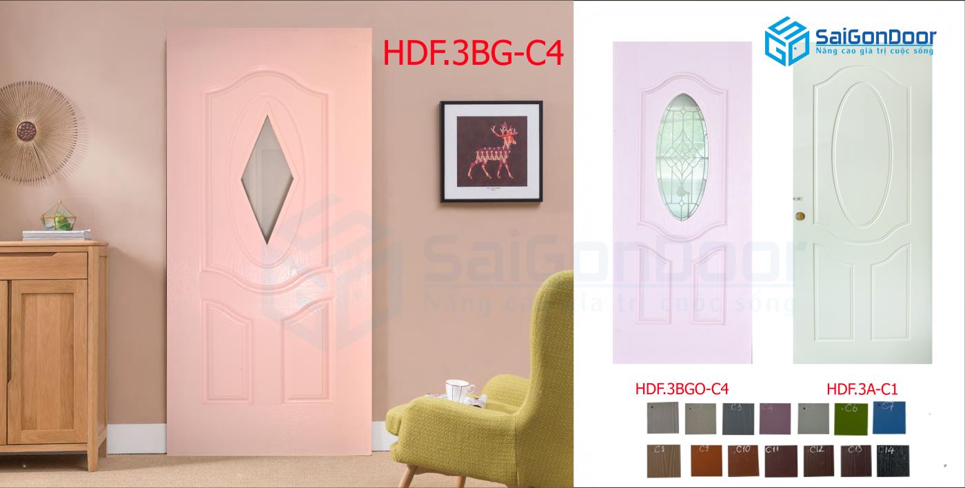 Cửa gỗ công nghiệp HDF sơn màu