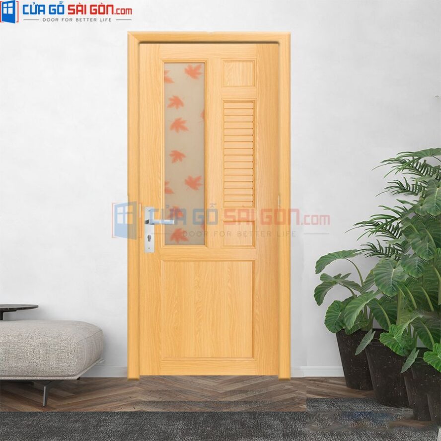 Mẫu cửa nhựa Đài Loan cao cấp có ô kính hoa văn rất tinh tế