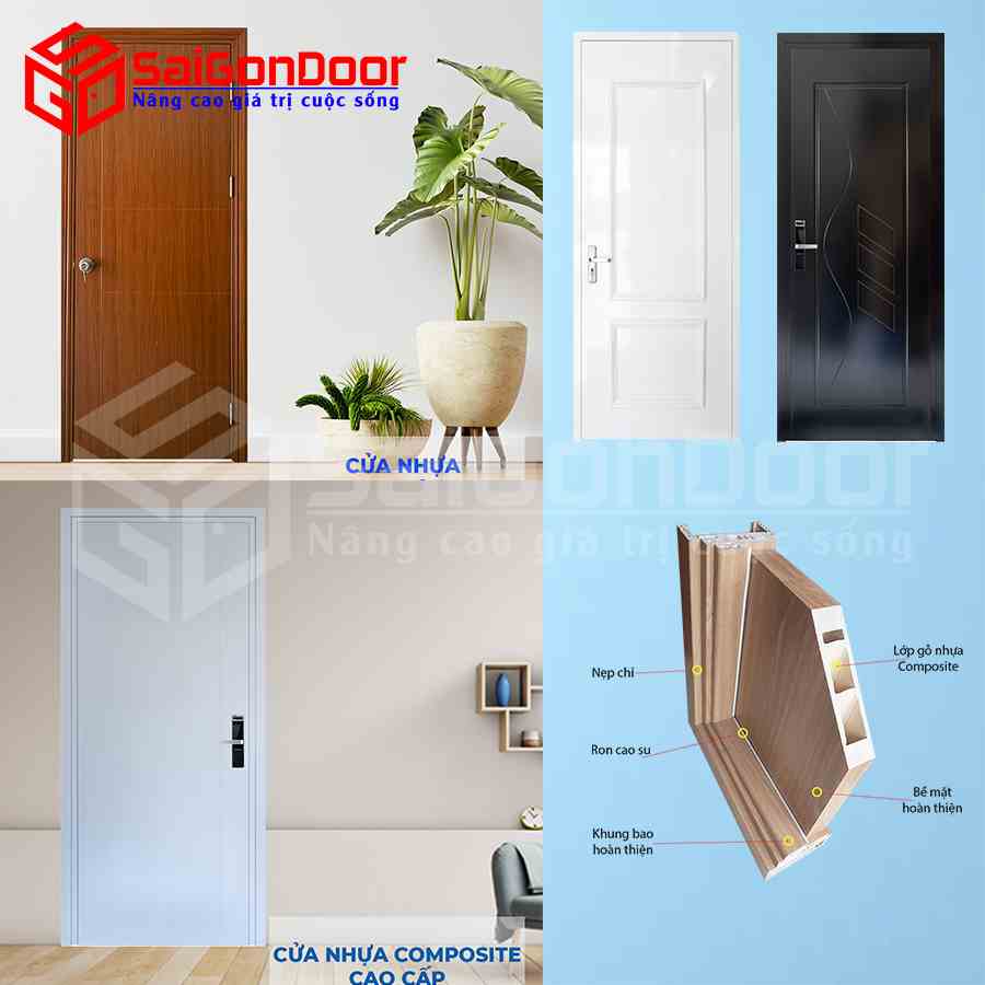 Cửa nhựa gỗ Composite cao cấp nhà vệ sinh