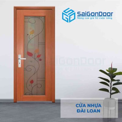 Một số mẫu cửa nhựa giả gỗ kết hợp ô kính hay lõi thép gia cố