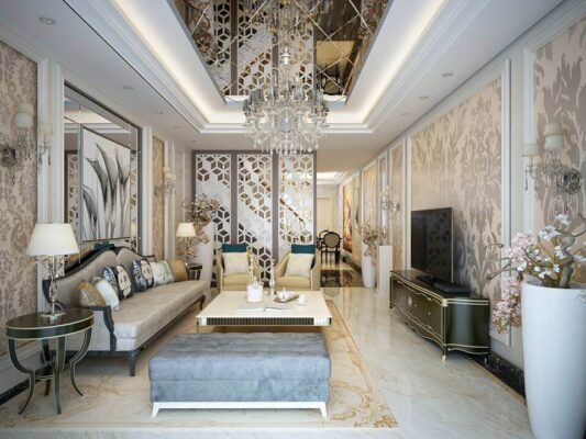 nội thất tân cổ điển cho nhà ống