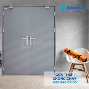 Cửa Thép Chống Cháy 2P dung 2 tay nam cua