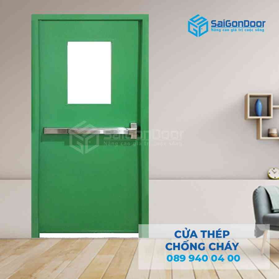 Cửa Thép Chống Cháy P1G1 xanh 1 Cua thep chong chay P1G1 xanh.jpg SGD TCC