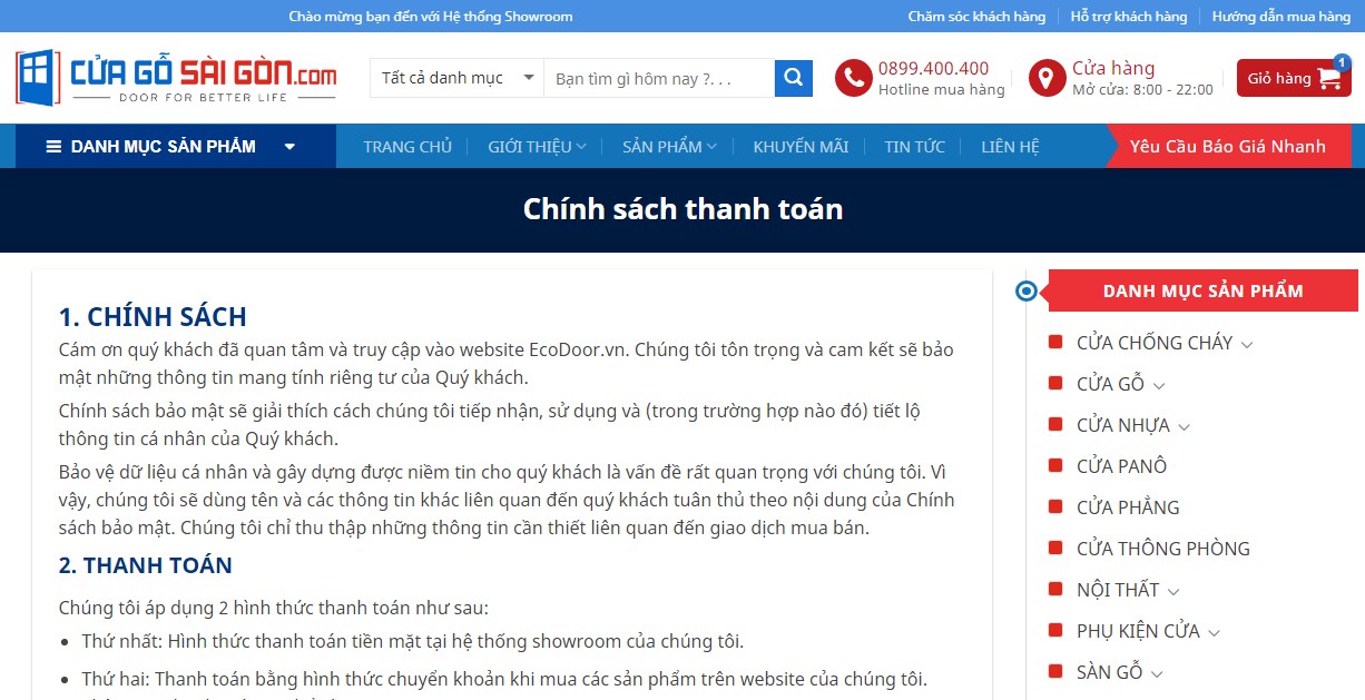 Chính sách thanh toán 