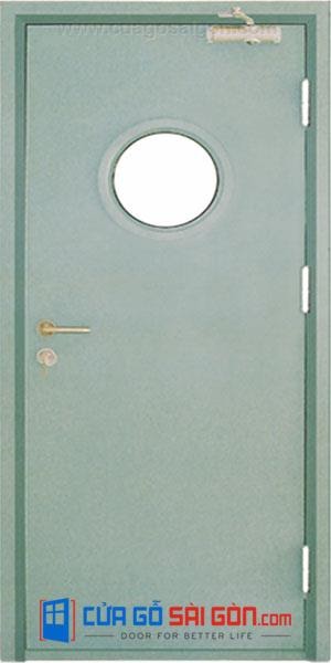 Cửa thép chống cháy có thiết kế khung kính tròn Cửa thép chống cháy có thiết kế khung kính tròn