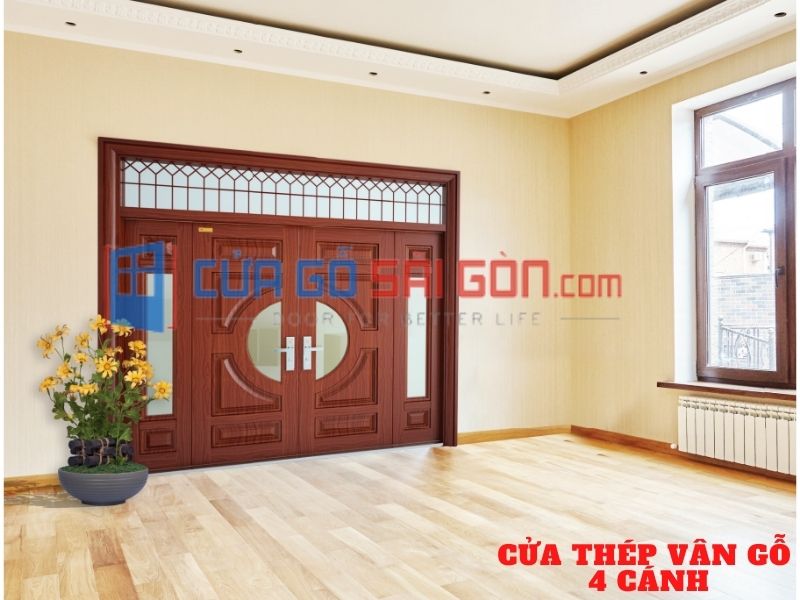 Cửa thép vân gỗ 4 cánh Cửa thép vân gỗ 4 cánh